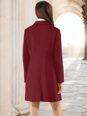 Notched Lapel Single Breasted Outwear Winter Pea Coat