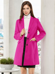 Notched Lapel Single Breasted Outwear Winter Pea Coat
