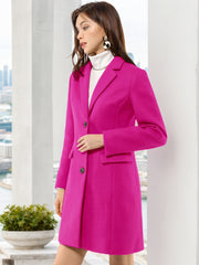 Notched Lapel Single Breasted Outwear Winter Pea Coat