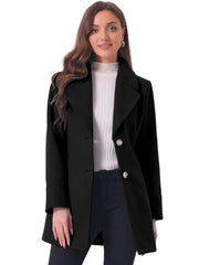 Elegant Notched Shawl Collar Single Breasted Winter Long Coat