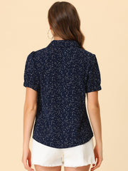 Retro Dots Bow Tie Peter Pan Collar Chiffon Blouse
