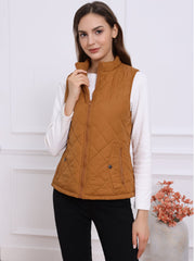 Stand Collar Lightweight Gilet Quilted Zipper Vest
