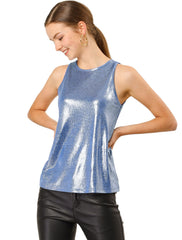Metallic Sleeveless Shiny Shimmer Party Club Tank Top
