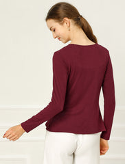 Women's Tie Front Knit Ruffled Long Sleeve Open Cardigan