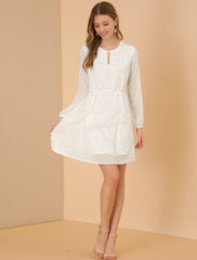 Choker V Neck Flared Gilding Metallic Shiny Star A-Line Dress