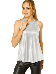 Metallic Sleeveless Shiny Shimmer Party Club Tank Top