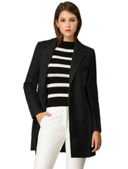 Classic Notched Lapel Long Sleeve Buttoned Coat