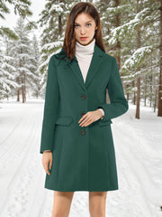 Notched Lapel Single Breasted Outwear Winter Pea Coat