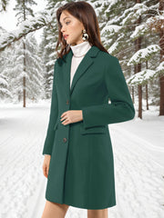 Notched Lapel Single Breasted Outwear Winter Pea Coat