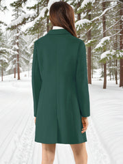 Notched Lapel Single Breasted Outwear Winter Pea Coat