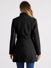 Classic Stand Collar Long Sleeve Winter Belted Coat