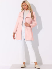 Classic Stand Collar Long Sleeve Belted Winter Coat