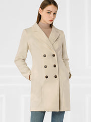 Notched Lapel Double Breasted Outwear Winter Long Coat