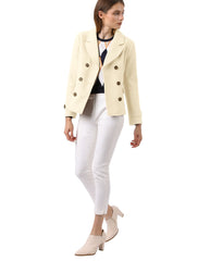 Winter Notched Lapel Double Breasted Short Pea Coat