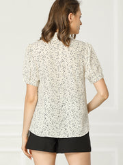 Retro Dots Bow Tie Peter Pan Collar Chiffon Blouse