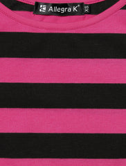 Striped 3/4 Sleeve Round Neck Casual T-Shirt