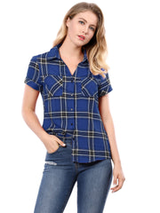 Button Down Cotton Classic Western Plaid Shirt