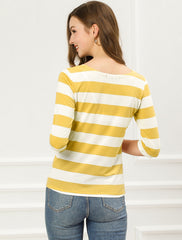 Halloween 3/4 Sleeve T-shirt Casual Boat Neck Slim Fit Tee