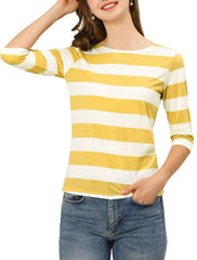 Halloween 3/4 Sleeve T-shirt Casual Boat Neck Slim Fit Tee