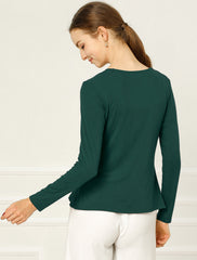 Women's Tie Front Knit Ruffled Long Sleeve Open Cardigan