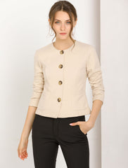 Fall Casual Jacket Elegant Button Front Work Office Blazer