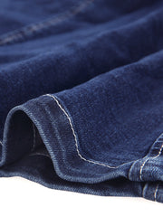 Button Down Collar V Neck Long Sleeve A-line Jean Denim Dress