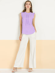 Business Office 1950s Ruffled Retro Sleeveless Work Blouses