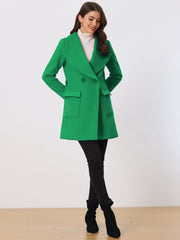 Shawl Collar Lapel Double Breasted Winter Belted Coat with Pockets