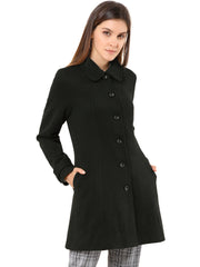 Peter Pan Collar Single Breasted Overcoat Winter Pea Coat