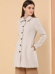 Peter Pan Collar Single Breasted Overcoat Winter Pea Coat