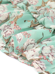 Ruffle Sleeve V Neck Above Knee A-Line Floral Chiffon Dress