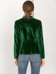 Shawl Collar Single Button Velvet Solid Office Work Jacket Blazer