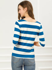 Halloween 3/4 Sleeve T-shirt Casual Boat Neck Slim Fit Tee