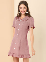 Plaid Gingham Ruffled Retro Peter Pan Collar Dress