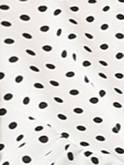 Summer Polka Dots Top Bow Tie V Neck Ruffled Cap Sleeve Office Blouse