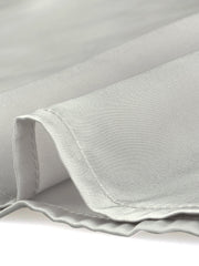 Ruffle Neck Bubble Sleeve Elastic Cuff Button Satin Blouse