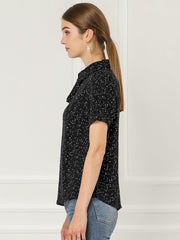Retro Dots Bow Tie Peter Pan Collar Chiffon Blouse