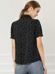 Retro Dots Bow Tie Peter Pan Collar Chiffon Blouse