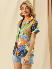 Hawaiian Floral Leaves Tropical Button Down Shirt
