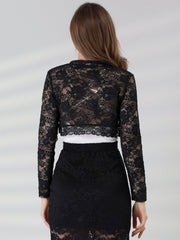 Elegant Sheer Floral Lace Cropped Bolero Shrugs