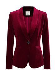 Shawl Collar Single Button Velvet Solid Office Work Jacket Blazer