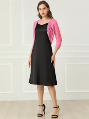 Sheer Floral Elegant 3/4 Sleeve Lace Shrug