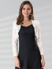 Elegant Sheer Floral Lace Cropped Bolero Shrugs