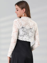 Elegant Sheer Floral Lace Cropped Bolero Shrugs