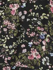 Floral A-line Smocked Waist Tiered Ruffled Chiffon Mini Dress