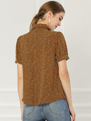 Retro Dots Bow Tie Peter Pan Collar Chiffon Blouse