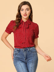 Retro Dots Bow Tie Peter Pan Collar Chiffon Blouse