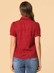Retro Dots Bow Tie Peter Pan Collar Chiffon Blouse
