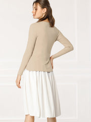 Women's Tie Front Knit Ruffled Long Sleeve Open Cardigan