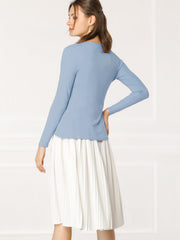 Women's Tie Front Knit Ruffled Long Sleeve Open Cardigan